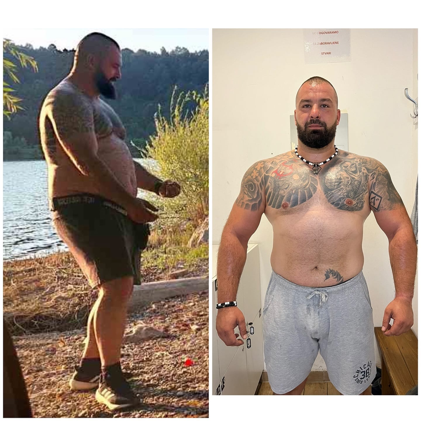 💥Novi rezultat u timu💥 -Slika lijevo 136kg. Slika desno 116kg. -Na prvoj slici je kompletan napredak klijenta od početka saradnje. Ukupno smo izgubili 20kg, u struku istopili 32cm, biceps nam je skočio sa 44cm na 49,5cm dok nam je noga spala sa 75cm na 71,5cm. -Krenuli smo sa online pripremama zbog obima posla i obaveza klijenta. Od februara mjeseca do maja mjeseca smo izgubili 12kg. -Početak “Spartan” izazova koji je počeo u maju mjesecu druga slika, krenuli smo sa personalnim treninzima, počeli da pratimo ishranu i istopili još 8kg. -Svaka čast bruda, ja sam prezadovoljan. Ovo je situacija gdje se može dosta i graditi usput a istovremeno i topiti višak ali tek onda kada se postavi ispravniji bb sistem i kada čovjek ima jaku volju kao što je slučaj. Dalje nastavljamo još jače i uskoro novi “update”. @benjaminnomads 👏🏻👏🏻🦾 . . . . . Za više informacija pišite u DM📲 #gym #fit #fitness #klijent #whybenormalwhenyoucanbeabeast